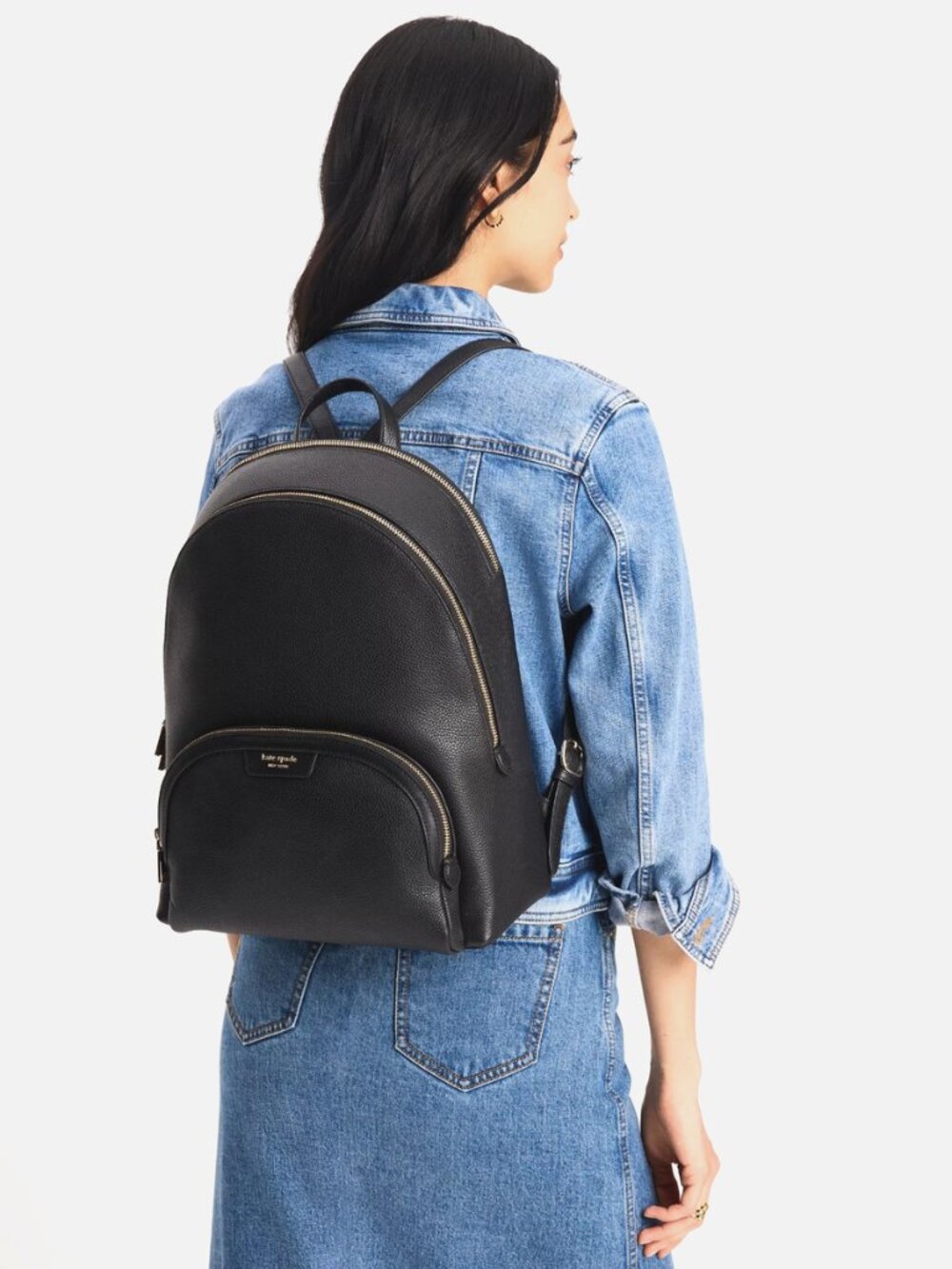 New Kate Spade Hudson Large Backpack Pebble Leather Black - Picture 4 of 6